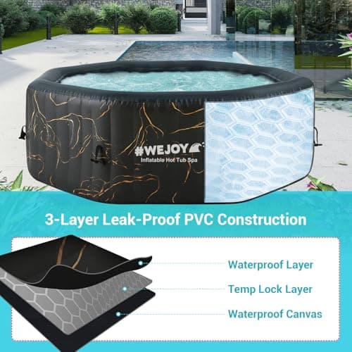 #WEJOY Portable Hot Tub61X61X25 Inch Air Jet Spa 2-4 Person Inflatable Octagon Outdoor Heated Hot Tub Spa with 120 Bubble Jets