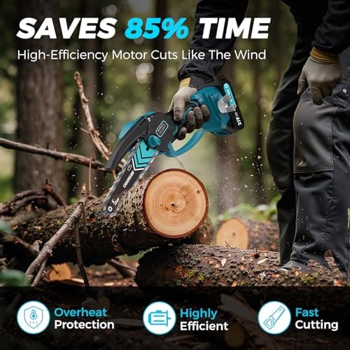 6 Inch Mini Chainsaw Cordless, Portable Electric Chainsaw, for Wood Cutting, Tree Trimming, Courtyard, Household, and Garden