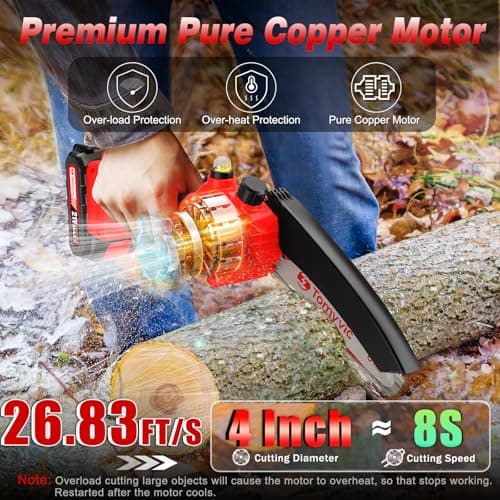 Electric Mini Chainsaw Battery Powered - 6 Inch Cordless Handheld Power Chain Saw With Charger For Trimming On Tree Branches, Wood Cutting, Pruning Limbs To Yard Clean-Up & Gift-Ready