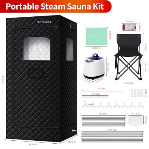 Sauna Box, Portable Steam Sauna for Body Relaxation, Portable Sauna for Home, Personal SPA Steam Sauna with 3L /1500W Steamer, 9 Levels Temp Control, Full Body Sauna Tent for Spa,Indoor,Outdoor