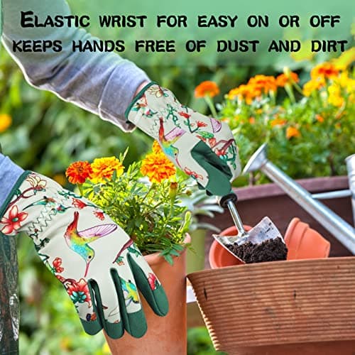 Leather-Gardening-Gloves for Women -Thorn-Proof Work-Gloves for Weeding, Digging, Planting,Pruning Yard garden Gloves