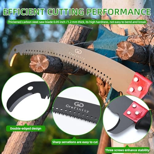 27FT Manual Pole Saw, Tree Branch Trimmer with 8-Section Fiberglass Handle, Sharp Steel Blade and Scissors, Lightweight Extendable Design for High Branch Trimming, Ideal for Palms and Shrubs