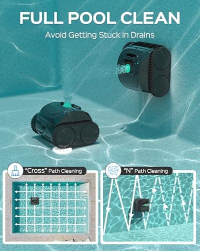 WYBOT C1 Cordless Pool Vacuum for Inground Pools, Robotic Pool Cleaner 150-Min Runtime, Wall Climbing, Triple-Motor, Intelligent Route Planning, Ideal for Pools Up to 1,614 Sq. Ft