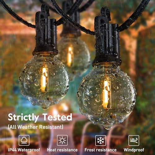 Brightown Outdoor String Lights - Waterproof Globe Patio Lights 30 Ft with 30 G40 Shatterproof LED Bulbs, Connectable Commercial Hanging Light for Backyard, Bistro, Porch, Cafe, Deck, Garden