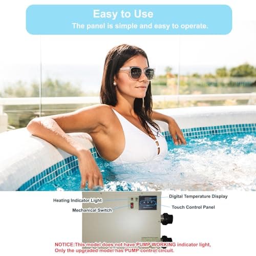 Pool Heater-11KW 220V Upgrade Thermostat Electric Swimming Pool Heater,Digital Touch Display Energy Efficient Pool Water Heater for Spas, Bathtubs and Above Ground in-Ground Pools. (Upgrade 220 11KW)
