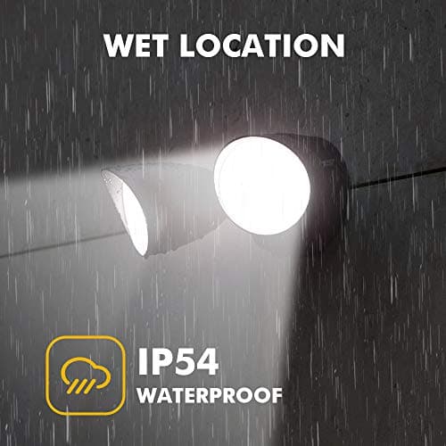 LUTEC 6222B-D2D 2500 Lumen 32 Watt Dusk to Dawn Dual-Head Flood Light Outdoor Waterproof Exterior Security Floodlight Light, Full Metal Design for Patio, Garden, Yard-Black
