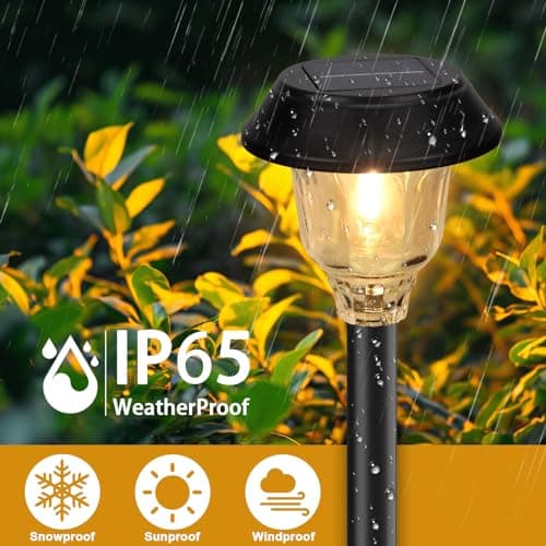 Solar Lights Outdoor Waterproof, 6 Pack Metal Glass Solar Pathway Lights Outdoor, Bright LED Outdoor Solar Lights for Yard Garden Path Walkway