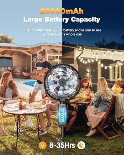 Misting Fan Portable, 20000mAh 12-Inch Outdoor Misting Fan for Patios Outside, 2 In 1 Pedestal & Tabletop Oscillating Fans with Misting Kit, Rechargeable Cooling Fans with Remote/Mist/7 Gear/Timer