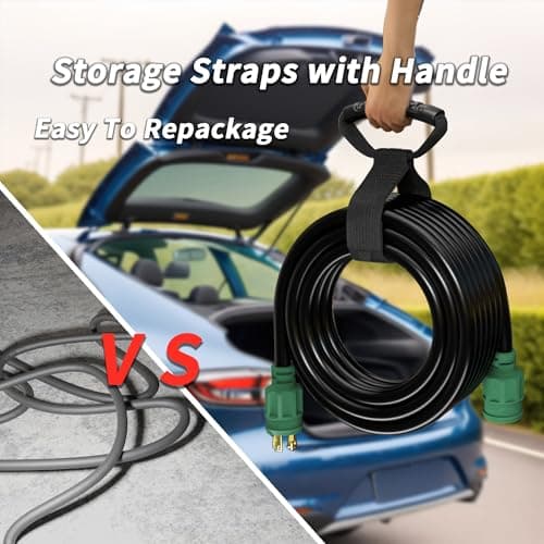 35FT 30 Amp Generator Extension Cord 4 Prong, NEMA L14-30P/L14-30R 10 Gauge STW 125/250V Twist Lock Generator Cord Heavy Duty, Black ETL Listed