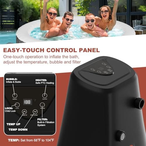 LILYPELLE 2-4 Person Inflatable Hot Tub, Portable Large Round Hottub with 120 Bubble Jets, Outdoor Spa Set Included Heater Pump, Filter and Spa Cover, 72" X 72" X 25"