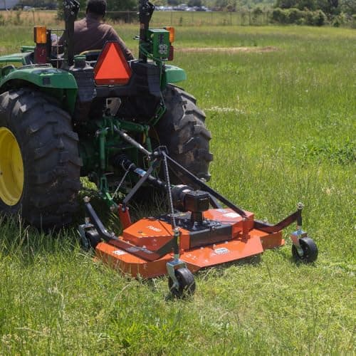 Titan Attachments 3 Point PTO Finish Mower, 60" Cutting Width, Category 1 Hitch, Rear Discharge, Requires 25-40 HP Tractor, Low-Noise Cast Iron Gearbox, Orange Finish