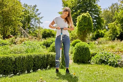 Gardena (03518 - Weed Puller Remover Tool, Heavy Duty Stand-Up Garden Hand Weeder, Easy Weed Removal, Built-in Ejector, Long Handle for Outdoor Use. Weeding Claw.