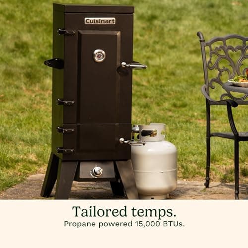 Cuisinart 36” Vertical Propane Smoker, 4 Removable Racks, Spacious BBQ Smoker with Wood and Water Trays, 15,000 BTU Heat for Smoked Meat, Brisket, Jerky, Fish, Perfect for Tailgates, Backyard, Camping
