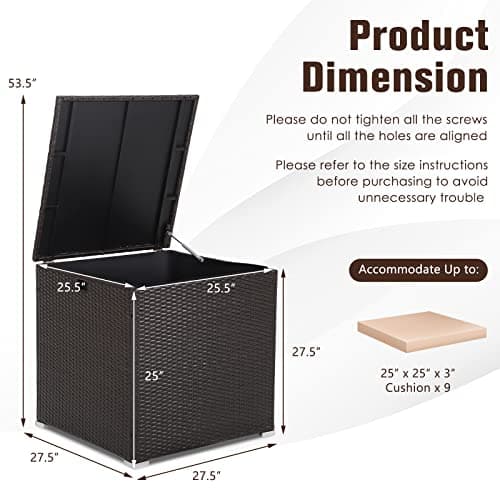 RELAX4LIFE Outdoor Storage Box 72-Gallon - Outside Wicker Storage Bin with Waterproof Zippered Liner, Gas Strut, Package Delivery Boxes for Outside, Accessories, Garden Tools Storage Deck Box