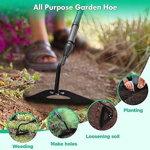 Hardened Hollow Hoe with Long Handle,Heavy Duty Garden Hoes for Weeding Loosening Soil Digging Planting Ridging, Handy Hoe Garden Tool (55")
