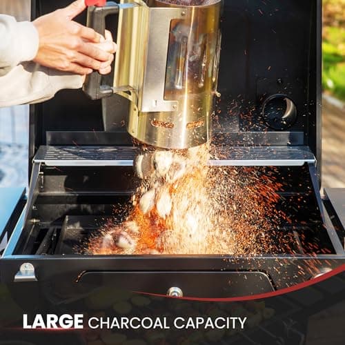 Royal Gourmet CD1824EC 24-Inch Movable Charcoal Grill with Cover, 490 Sq. In. Cooking Area, Outdoor Barbecue Grill with Foldable Side Tables for Outdoor Picnic and Camping Grilling, Black