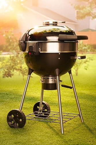 Napoleon - PRO22 Charcoal Kettle Grill, Black, Porcelain Enameled Lid and Bowl, Chrome Plated Cooking Grid