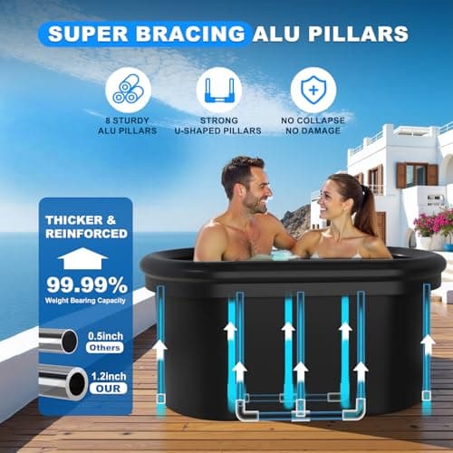 XXL Oval Ice Bath Tub for Cold Plunge, Portable Ice Pod with Lid, 148Gal Inflatable Ice Plunge Tub with 2 Drain Valves for Chiller Connection, Cold Therapy Recovery, Indoor Outdoor Use