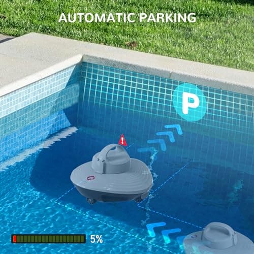 Pool Cleaner - Cordless Robotic Pool Vacuum for Above Ground & In-Ground Swimming Pool Automatic Water Cleaner with Top Handle, Robotic Underwater Cleaner with Filter（White3）