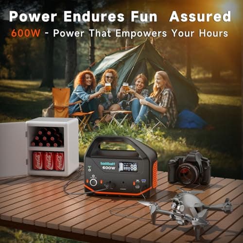 Portable Power Station 600W,293Wh Portable Generator for Home Use, Quiet Generator for Camping Travel Emergency CPAP Survival Backup Outdoor Apartment,100W PD & 110V Pure Sine Wave AC Outlet