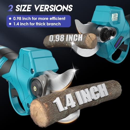 Upgraded Electric Pruning Shears, 1.4" Cutting Diameter Cordless Pruner with LCD Display, Brushless Motor, 2×2.0Ah Rechargeable Batteries & Extra Blade for Garden Trees and Branches