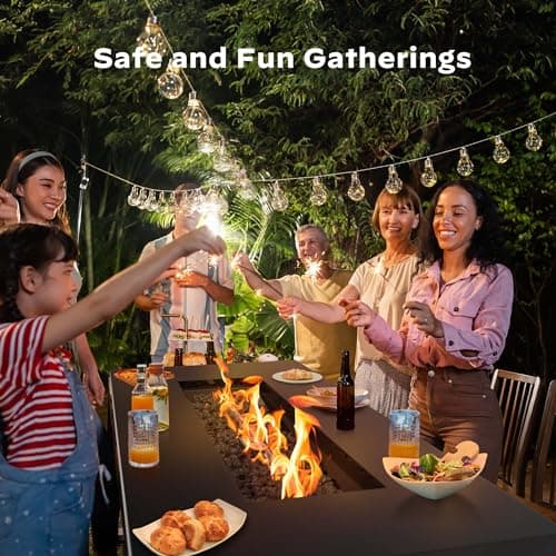 Ciays 42 Inch Gas Fire Pit Table, 60,000 BTU Propane Fire Pits for Outside with Steel Lid and Lava Rock, 2 in 1 Fire Pit Table Gatherings Parties on Patio Deck Garden, CSA-Listed, Black,CIFPT5B