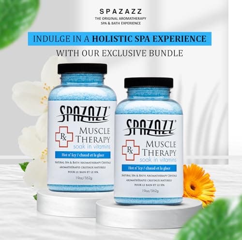 Spazazz Armotherapy Hot Tub Rx Muscle Therapy Natural Spa & Bath Salt Crystals 19oz- Hot 'N ICY - with Magnesium & Arnica - Safe for All Spa and Hot Tub Equipment