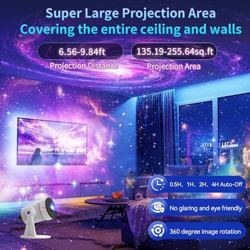 [2025 Upgraded] Galaxy Projector, HD Brighter Wider Projection Planetarium Star Projector with 7-Color Night Light Realistic Starry Sky Space Solar System Moon Nebula for Bedroom Ceiling Room Decor