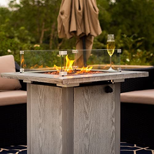 Fire Pit Wind Guard, 17.5 Square Fire Pit Glass Wind Guard Made of Clear Tempered Glass, Set with Assembly Instructions, Screwdriver, Easy to Install