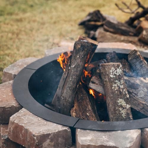 Titan Great Outdoors 33" Diameter Steel Fire Pit Liner Ring Heavy Duty DIY In-Ground Outdoor Build Your Own Bonfire