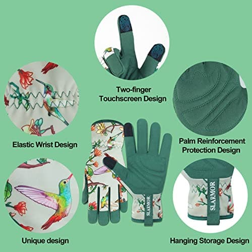 Leather-Gardening-Gloves for Women -Thorn-Proof Work-Gloves for Weeding, Digging, Planting,Pruning Yard garden Gloves