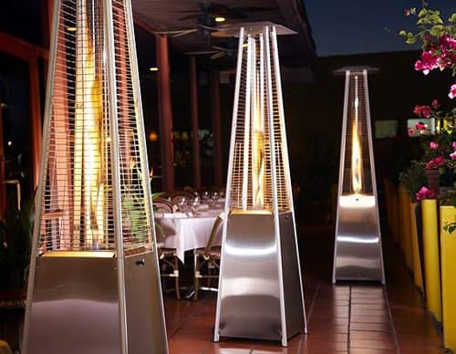 Hiland HLDS01-GTSS Pyramid Glass Tube Patio Heater, 48,000 BTU, Stainless Steel, CSA certified