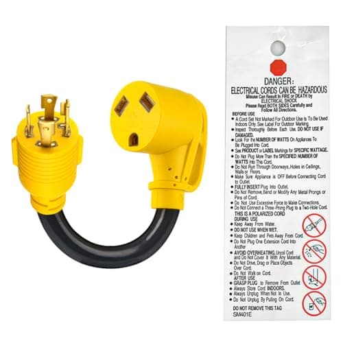 Locking RV Generator Adapter 30Amp 4 Prong Male to 30Amp Female 125/250 Volt Dogbone RV Power Adapter NEMA L14-30P to TT-30R with Heavy Duty STW 10AWG 3C Wire Pigtail Adapter Cord