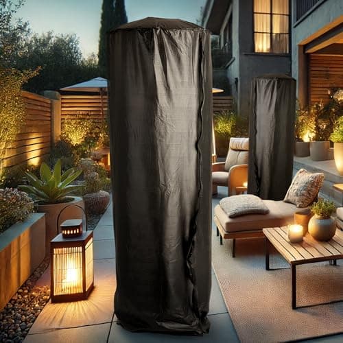 Full-Length Outdoor Vinyl Cover for Spiral Flame LPG Patio Heaters with 21" Round Reflectors
