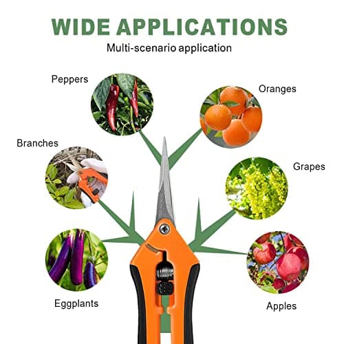 Hand Pruner， Pruning Shear，Garden clippers, snip scissors, ratchet pruning shears, work 3 times easier, gardening tools, sharp garden scissors, arthritis weak hand snips (Orange)