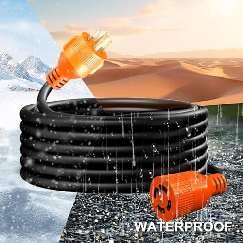 25 Ft 30 Amp 4 Prong Generator Extension Cord, NEMA L14-30P to L14-30R, 4×10 Gauge STW 125/250V Up to 7500W Generator Cable, ETL Listed