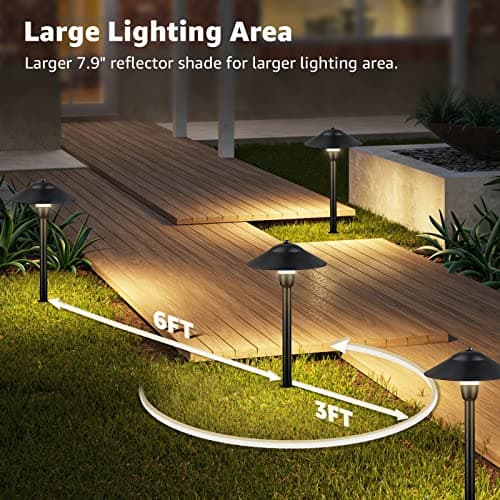 SUNVIE LED Low Voltage Landscape Lights 3W Cast-Aluminum Pathway Lights Low Voltage 12-24V Waterproof Landscape Path Lights 3000K Landscape Lighting for Yard Garden Walkway ETL Listed Cord, 12 Pack