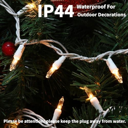 Christmas Lights 100 Count Clear Mini Lights White Wire UL Certified Connectable Warm White String Lights for Christmas Tree,Garland,Home,Patio, Wedding,Party,Festival Decor