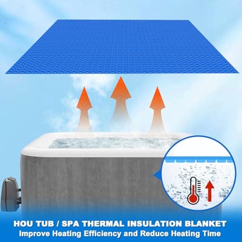 Solar Hot Tub Spa Bubble Covers Blanket 7 x 7 FT for Square Inflatable Hot Tub Spa Pool Thermal Insulation Floating Bubble Wrap Covers (215 x 215cm)