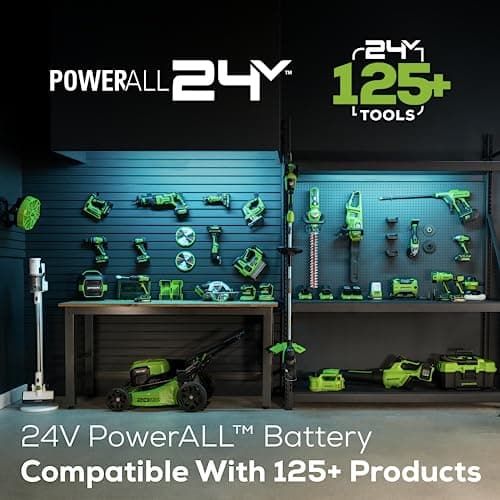 Greenworks 24V Brushless 10" Cordless Polesaw + Pole Hedge Trimmer Combo (Great For Pruning and Trimming Branches / Shrubs), 4.0Ah Battery and Charger Included