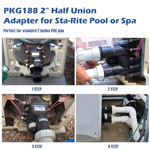 2" Half Union Adapter Replaces Pentair PKG188 Half Union Adapter, Fits Pentair Sta-Rite Heater and Salt Water Chlorinator Cell, Pool & Spa Replacement Parts, 2 Pack