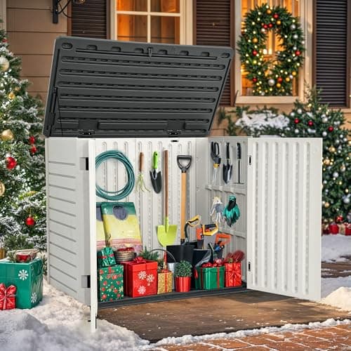 YITAHOME Outdoor Resin Storage Sheds, 39 in Height Lockable Waterproof Horizontal Shed w/o Shelf，Easy to Assemble Shed Storage for Garden Tools, Light Gray