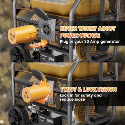 MECMO NEMA L14-30P to 5-15R 5-20R Generator Adapter, 4 Prong Twist Lock Generator L14-30P to 110V 5-15/20R T-Blade, 30 Amp to 15 Amp 20 Amp Household Plug Generator Distribution Adapter 125/250V 7500W
