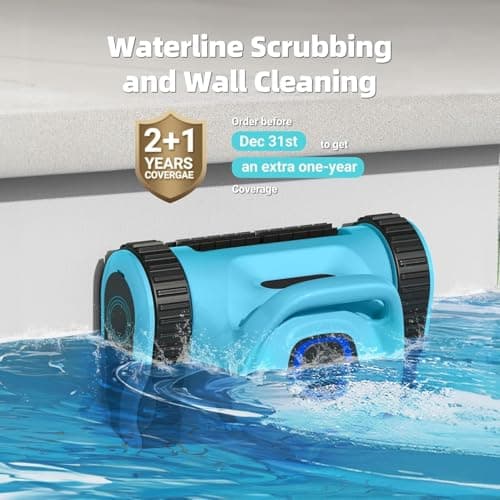 2025 Upgraded HISION Cordless Robotic Pool Cleaner with Wall-Climbing & Waterline Cleaning, 180W Brushless Motor Powerful Suction, 150-Min Runtime for In-Ground & Above Ground Pools up to 2000 Sq.Ft