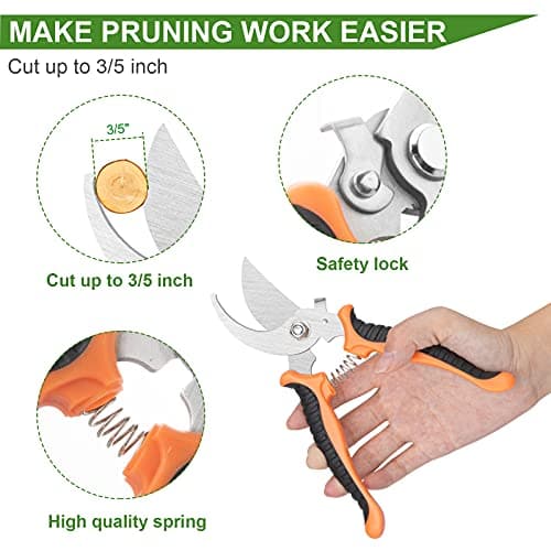 Garden Tool Set, 3PCS Sturdy Gardening Hand Tools Kit - Trowel/Shovel, Transplanter, Sharp Bypass Pruning Shears/Scissors/Clippers - Comfortable Handle - Ideal Gifts for Men & Women