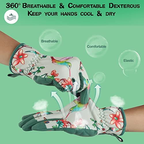 Leather-Gardening-Gloves for Women -Thorn-Proof Work-Gloves for Weeding, Digging, Planting,Pruning Yard garden Gloves