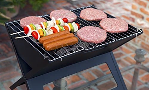 Fire Sense 60508 Notebook BBQ Grill 3.5mm Cooking Bars Instant Foldable & Easy Portability For Outdoor Barbecues Camping Traveling Picnics Garden Beach Party - Black