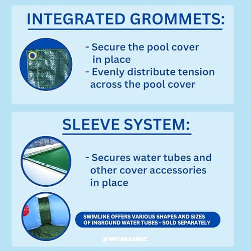 SWIMLINE HYDROTOOLS Supreme Guard Heavy Duty Winter Pool Cover for Inground Swimming Pools | for 20 X 36 FT Rectangle Pools | 25 X 41 FT Cover Size | Green/Black | Water Tube Sleeves | CO122541R