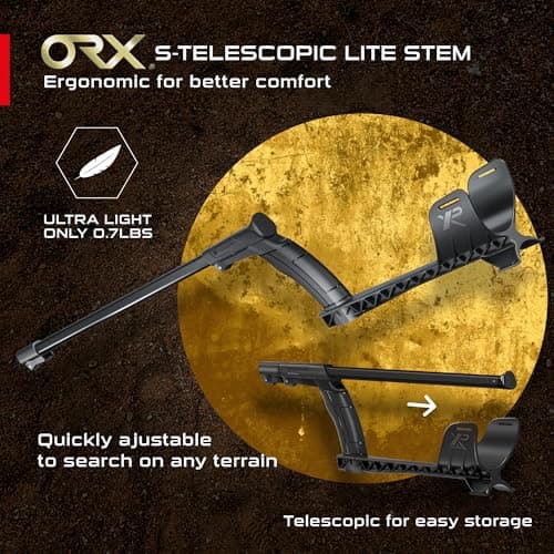 XP Metal Detectors ORX Detector - Specialized in Gold Hunting - with HF Elliptical Coil (9.5x5'') up to 80kHz, Remote Control and S-Telescopic Lite Stem, (ORX-ELLHFRCE)