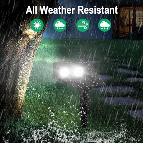 T-SUN Solar Spotlights for Trees, Solar Powered Sunset Projector Lights, 2 Lighting Modes Solar Landscape Spotlights Solar Garden Lights for Trees, Flag, Garden, Yard, Pathway, Patio(White-2 Pack)